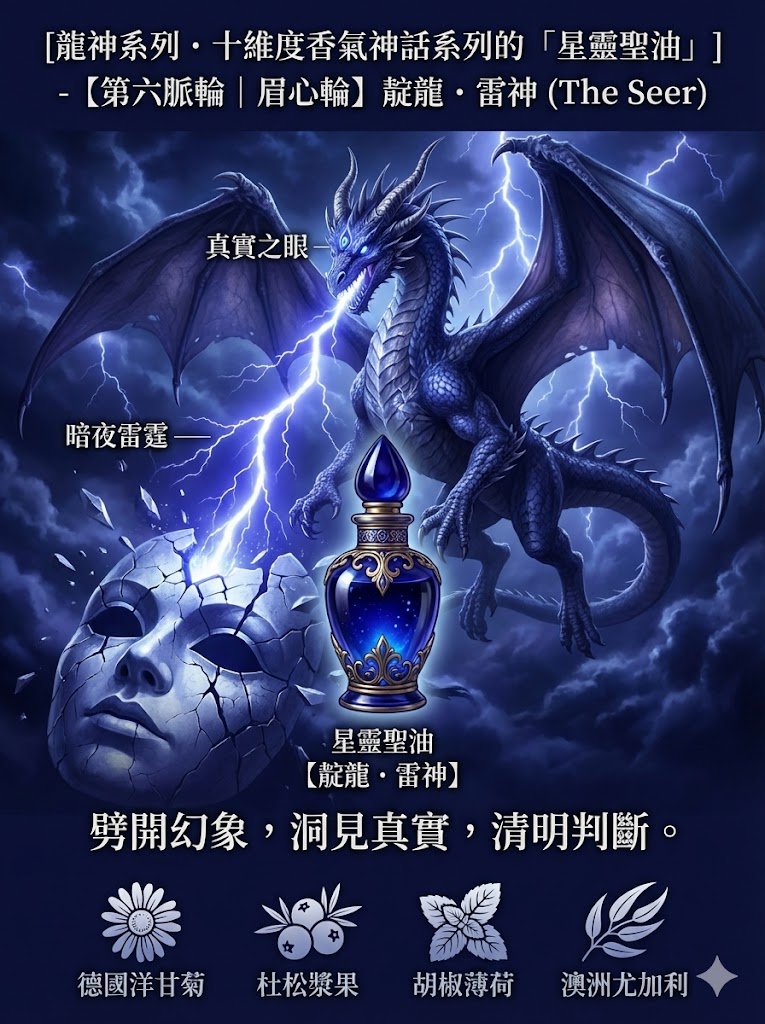 龍神系列・十維度香氣神話系列的「星靈聖油」【 『第六脈輪｜眉心輪】靛龍・雷神 (The Seer) 』】